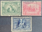 EUA - Lote com 3 antigos selos circulados ano 1907.