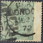 Inglaterra - Antigo selo de one shilling circulado com numeração de catálogo 37 ano 1872.