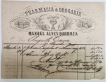 Antiga nota de compra de produtos farmacêuticos "Pharmacia & Drogaria", 31.12.1872.