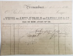 Antiga nota de compra de batatas e café a grosso adquirido à "Viúva de Antônio José de Paulo de Carvalho & Cia", 31.10.1870.