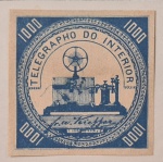 Brasil - antigo selo sem uso valor facial 1000 réis "Telégrafo" ano 1873 T(6) com marca de charneira.