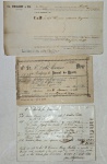 Brasil - Lote com 3 documentos antigos anos 1836, 1865 e 1929.