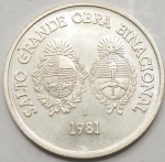 Uruguai - Moeda de prata comemorativa ano 1981. Peso: 12 gramas.