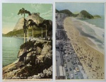 Rio de Janeiro - Lote com 2 cartões postais coloridos sem uso - Avenida Niemeyer e Copacabana.