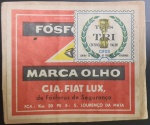 Grande rótulo de caixa de fósforos "Olho" em homenagem ao tricampeonato, década de 70 - mede 6,5 X 7,5cm.