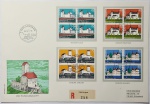 Suíça - lindo envelope comemorativo ano 1977 com quadras e carimbos, mede 26cm X 18cm.