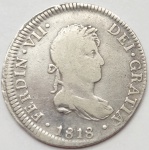 Peru - Moeda de prata ano 1818. Peso: 6.7g.