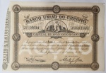 Antiga apólice do Banco União do Crédito de 200 mil réis, 1890.