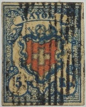 Suíça - antigo selo circulado número 14 Rayon I ano 1850 - escasso.