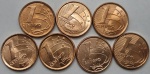 Brasil - série com as moedas de 1 centavo anos 1998, 1999, 2000, 2001, 2002, 2003 e 2004 no estado FC.