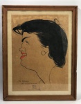 MENDEZ - "A Norma, Com Grande Estima". Aquarela sobre papel, datado de 1953, M.E 33 x 26 cm e M.I 27 x 19,5 cm.