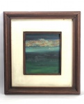 ARNALDO RODRIGUES "Marinha" óleo sobre eucatex, datado de 1986 - M.E 31 x 29 cm e M.I 16 x 14 cm.