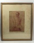 EUGÊNIO SIGAUD - "Figura masculina" 1945 - Gravura, M.E 28,5 x 24 cm e M.I 16 x 12 cm.