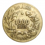 MOEDA 1000 RÉIS 1931 - ANO ESCASSO.