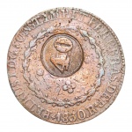 MOEDA DE COBRE 80 RÉIS COM CARIMBO DE 40 - 1830R