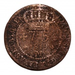 MOEDA 75 RÉIS 1819 M - PEÇA DIFICIL DE APARECER.