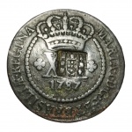 MOEDA XL RÉIS 1787 COBRE - COM CARIMBO ESCUDETE.