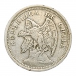 MOEDA 20 CENTAVOS 1922 - CHILE - ESCASSA.