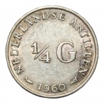 MOEDA 1/4 GULDEN 1960 - HOLANDA - PRATA.