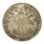 MOEDA 4 SOLES 1858 FJ - BOLÍVIA - PRATA 667 - 13.51 GRAMAS - 31.3 MM ( ESCASSA ) ESTIMA R$ 160,00