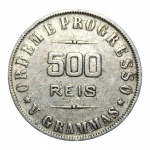 MOEDA 500 RÉIS 1906 V GRAMAS PRATA 900.