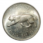 MOEDA 25 CENTS 1967 - CANADÁ - PRATA - SOB.