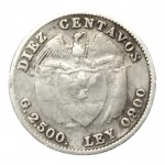 MOEDA DIEZ CENTAVOS 1934 - COLOMBIA - PRATA 900.