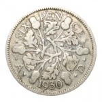 MOEDA SIX PENCE 1930 - REINO UNIDO - PRATA.