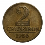 MOEDA 2 CRUZEIROS 1956 - MODULO MENOR - ESCASSA.