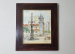 Antiga e belíssima aquarela "Largo da Lapa" - Assinatura não reconhecida: ( S. Stales? ) - Moldura com vidro: 56 X 49 cm - Aquarela: 40 X 34 cm - Vide fotos!