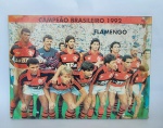 Antigo quadro representando - Flamengo Campeão Brasileiro 1992 - Moldura de madeira, fundo Eucatex. Possui mancha, conforme fotos. Medida: 39,5 cm x 29,5 cm x 2 cm.