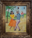 ANITA MALFATTI, ÓLEO SOBRE TELA, CASAL ROMANTICO,  50 X 40 cm.  OBRA COM DOCUMENTO DE AUTENTICIDADE EMITIDO PELA FAMÍLIA