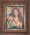 EMILIANO DI CAVALCANTE, MULATA, ÓLEO SOBRE TELA  51 X 42 cm. OBRA ACOMPANHA DOCUMENTO DE AUTENTICIDADE E DE PROCEDÊNCIA, LAUDADO POR PERITO JUDICIAL E FEDERAL COM SELO DE AUTENTICIDADE CARTORÁRIA