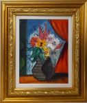 EMILIANO DI CAVALCANTE, VASO COM FLORES, ÓLEO SOBRE TELA 42 X 32 cm.   OBRA ACOMPANHA DOCUMENTO DE  AUTENTICIDADE, PROCEDÊNCIA, E  LAUDO EMITIDO POR PERITO JUDICIAL E FEDERAL