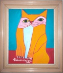 ALDEMIR MARTINS, GATO DA SORTE,  ÓLEO SOBRE TELA  46 X 55 cm.