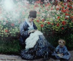 GRAVURA DE CLAUDE MONET, RETRATO DE CAMILLE MONET E UMA CRIANÇA 1975,  CAMILLE  CHILD, COM CERTIFICAÇÃO DE PROCEDÊNCIA EMITIDA PELO MFA.  MUSEUM OF FINE ARTS, BOSTON.  25 X 30 cm.