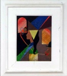 CLÓVIS NETTO - " Composição,janelas e figuras ", óleo s/ eucatex,assinado no verso e datado de 1986. Med. 29 x 22 cm