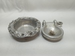 Lote de cinzeiro e bowl em alumínio. Medindo o bowl 14,5cm x 4cm de altura.