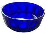 Antigo bowl/centro de mesa em vidrão anos 60 na cor azul ricamente trabalhado. Medida: 7x21cm