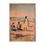 Jean Guillaume - "Bahia 1959", aquarela. Assinado no canto inferior direito e localizado no canto esquerdo. Medidas: 48 x 36 cm.