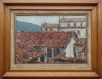 Roberto Paragó - Telhados de Paraty. Óleo sobre tela, datado de 1982. Medidas 46x55cm.