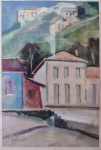 Omar Pellegatta (1925 - 2001). Óleo sobre cartão representando paisagem. Assinado a lápis no canto inferior esquerdo. Medidas 29x19cm.