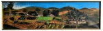 Mario Mendonça - Óleo sobre tela, paisagem mineira. Datado de 1973, assinado na frente e no verso. Medidas: 20 x 60 cm.