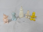 Lote com 5 miniaturas da Disney, promocional da Coca-Cola, anos 60, em material plástico e bom estado. Medindo a maior 5cm de altura.