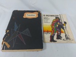 Lote de 2 livros antigos sobre petróleo, sendo um deles, feito à mão. No estado.