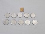 Lote de 10 moedas de 1 cruzado em aço, datado de 1987.