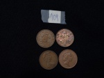 Lote de 4 moedas inglesas em bronze de 2 New Pence, Elizabeth II, datado 1992/1971/1996.