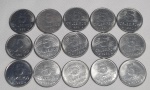 Brasil - 15 Moedas de 5 cruzeiros, datado de 1980 à 1984, período Cruzeiro (1942-1986).