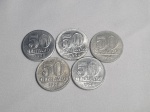 Brasil - 5 Moedas de 5 centavos de cruzeiros em alumínio, datado de 1958, período Cruzeiro (1942-1986).