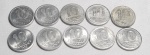 Brasil - 10 Moedas de 10 centavos de cruzeiro em alumínio, datado de 1956, período Cruzeiro (1942-1986).